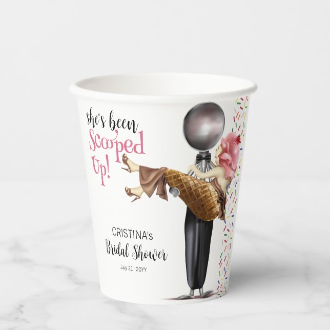 Scooped Up Strawberry Ice Cream Bridal Shower Paper Cups (Front)