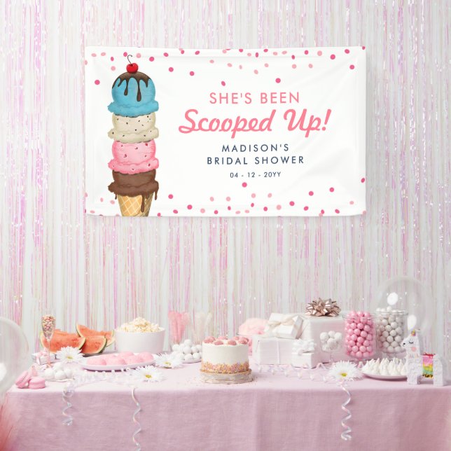 Scooped Up Summer Ice Cream Modern Bridal Shower Banner (Party)
