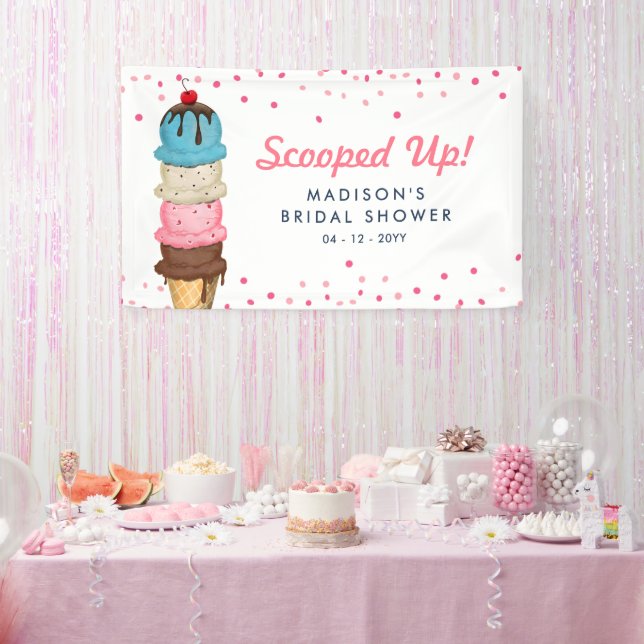 Scooped Up Summer Ice Cream Modern Bridal Shower Banner (Party)