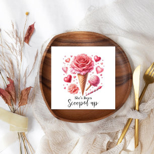 Scooped Up Watercolor Ice Cream Bridal Shower Napkin