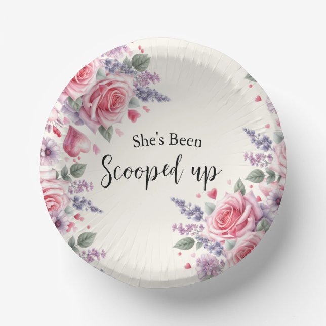 Scooped Up Watercolor Ice Cream Bridal Shower Paper Plate (Front)