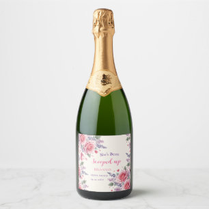 Scooped Up Watercolor Ice Cream Bridal Shower Sparkling Wine Label
