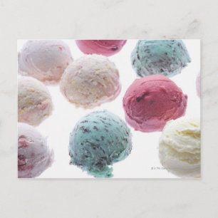 Scoops of ice creams postcard