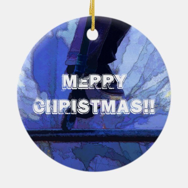 Scoot Booter -  Stunt Scooter Artwork Ceramic Ornament (Back)