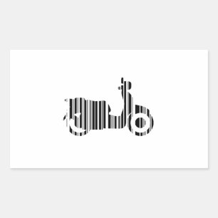 SCOOTER BAR CODE Motorcycle Barcode Pattern Design Rectangular Sticker