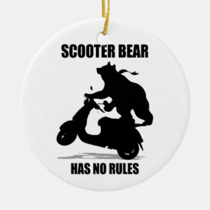 Scooter Bear Ceramic Ornament