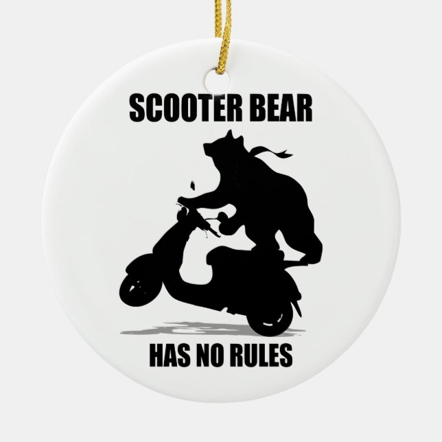 Scooter Bear Ceramic Ornament (Front)