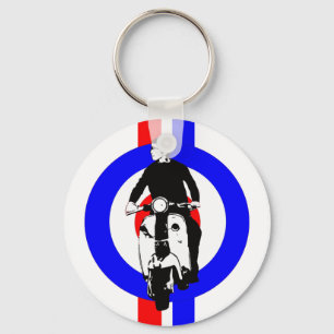 Scooter Boy on target and stripes Key Ring
