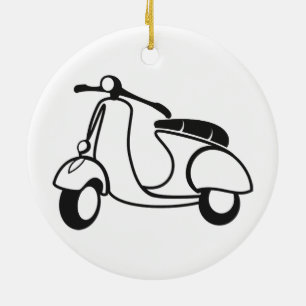 Scooter drawing black & white retro ceramic ornament
