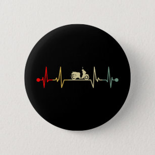 Scooter Driver Electric Scooter Heartbeat Retro 6 Cm Round Badge
