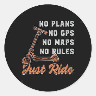 Scooter Driver Just Ride Stunt Retro Vintage Funny Classic Round Sticker