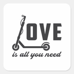 Scooter Driver Love Is All You Need Stunt Vintage Square Sticker