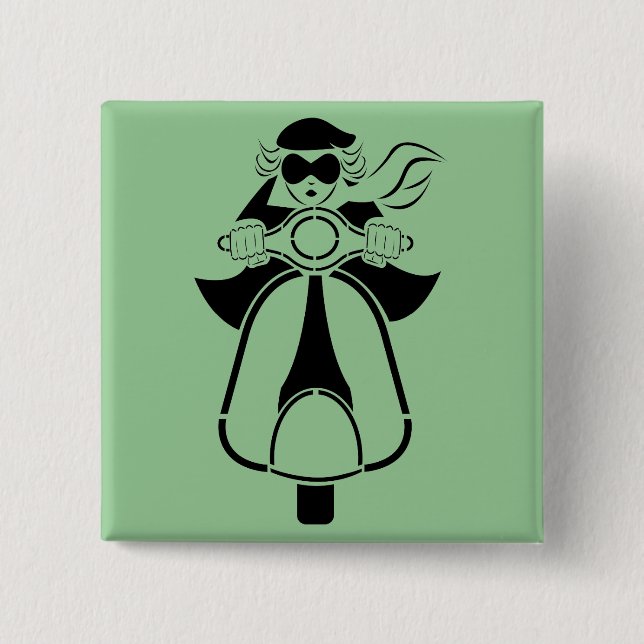 Scooter Girl 15 Cm Square Badge (Front)