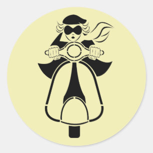 Scooter Girl Classic Round Sticker