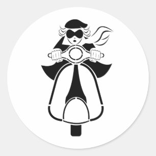 Scooter Girl Classic Round Sticker