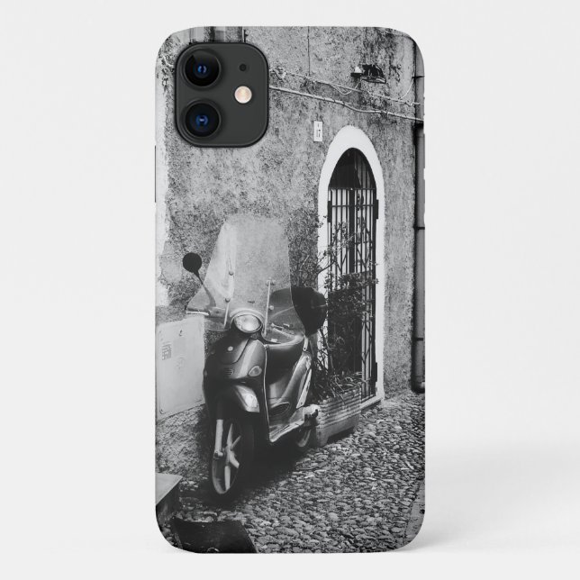 Scooter in a street in Italy in black and white Case-Mate iPhone Case (Back)