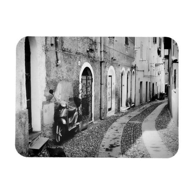 Scooter in a street in Italy in black and white Magnet (Horizontal)