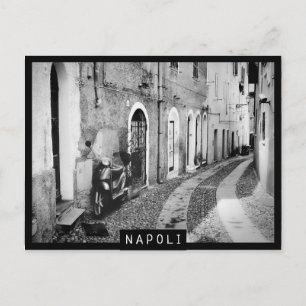 Scooter in a street in Naples in black and white Postcard
