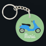Scooter Moped Motorcycle CUSTOM Key Ring<br><div class="desc">Customise this cute keychain with your own text,  your name or anything else you like. Get ready to hit the road with this fun design,  hand drawn by me for you! Check my shop for lots more matching items and more colours!</div>