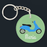 Scooter Moped Motorcycle CUSTOM Key Ring<br><div class="desc">Customise this cute keychain with your own text,  your name or anything else you like. Get ready to hit the road with this fun design,  hand drawn by me for you! Check my shop for lots more matching items and more colours!</div>