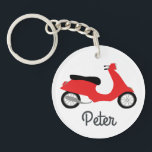 Scooter Moped Motorcycle CUSTOM   Key Ring<br><div class="desc">Customise this cute keychain with your own text,  your name or anything else you like. Get ready to hit the road with this fun design,  hand drawn by me for you! Check my shop for lots more matching items and more colours!</div>