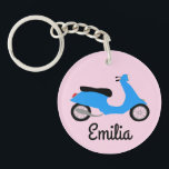 Scooter Moped Motorcycle CUSTOM Key Ring<br><div class="desc">Customise this cute keychain with your own text,  your name or anything else you like. Get ready to hit the road with this fun design,  hand drawn by me for you! Check my shop for lots more matching items and more colours!</div>