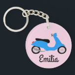 Scooter Moped Motorcycle CUSTOM Key Ring<br><div class="desc">Customise this cute keychain with your own text,  your name or anything else you like. Get ready to hit the road with this fun design,  hand drawn by me for you! Check my shop for lots more matching items and more colours!</div>