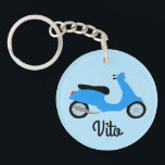 Scooter Moped Motorcycle CUSTOM Key Ring<br><div class="desc">Customise this cute keychain with your own text,  your name or anything else you like. Get ready to hit the road with this fun design,  hand drawn by me for you! Check my shop for lots more matching items and more colours!</div>