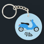 Scooter Moped Motorcycle CUSTOM Key Ring<br><div class="desc">Customise this cute keychain with your own text,  your name or anything else you like. Get ready to hit the road with this fun design,  hand drawn by me for you! Check my shop for lots more matching items and more colours!</div>