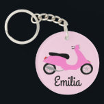 Scooter Moped Motorcycle CUSTOM Key Ring<br><div class="desc">Customise this cute keychain with your own text, your name or anything else you like. Get ready to hit the road with this fun design, hand drawn by me for you! Check my shop for lots more matching items and more colours!</div>
