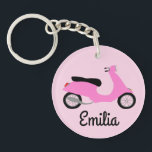 Scooter Moped Motorcycle CUSTOM Key Ring<br><div class="desc">Customise this cute keychain with your own text,  your name or anything else you like. Get ready to hit the road with this fun design,  hand drawn by me for you! Check my shop for lots more matching items and more colours!</div>