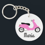 Scooter Moped Motorcycle CUSTOM Key Ring<br><div class="desc">Customise this cute keychain with your own text,  your name or anything else you like. Get ready to hit the road with this fun design,  hand drawn by me for you! Check my shop for lots more matching items and more colours!</div>