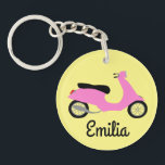 Scooter Moped Motorcycle CUSTOM Key Ring<br><div class="desc">Customise this cute keychain with your own text,  your name or anything else you like. Get ready to hit the road with this fun design,  hand drawn by me for you! Check my shop for lots more matching items and more colours!</div>