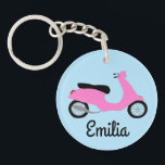 Scooter Moped Motorcycle CUSTOM Key Ring<br><div class="desc">Customise this cute keychain with your own text,  your name or anything else you like. Get ready to hit the road with this fun design,  hand drawn by me for you! Check my shop for lots more matching items and more colours!</div>