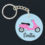 Scooter Moped Motorcycle CUSTOM Key Ring<br><div class="desc">Customise this cute keychain with your own text,  your name or anything else you like. Get ready to hit the road with this fun design,  hand drawn by me for you! Check my shop for lots more matching items and more colours!</div>