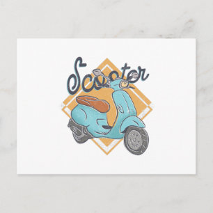 Scooter motorcycle postcard