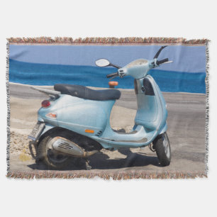 Scooter On The Beach   Ephesus, Turkey Throw Blanket