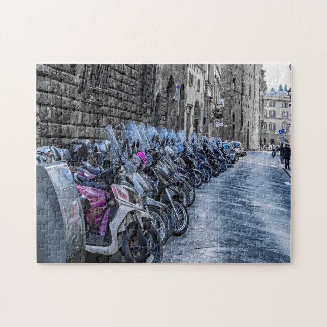 Scooter Parking in Florence Italy Photo Jigsaw Puzzle (Horizontal)