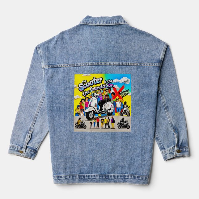 Scooter Revolution: The Foundation of Fun Denim Jacket (Back)