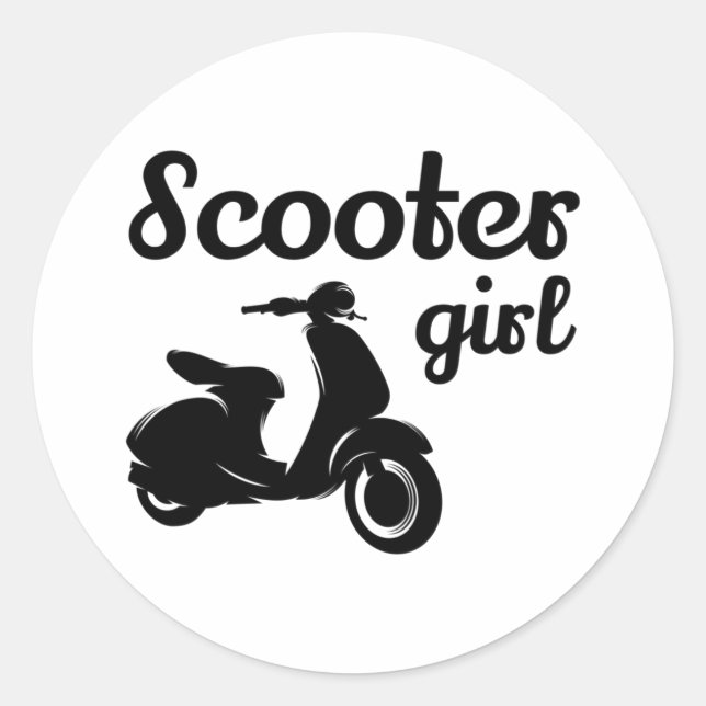 Scooter Rider Scootering Motorbike Moped Bike Classic Round Sticker (Front)