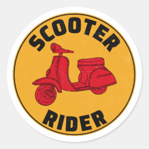 Scooter Rider Scootering Motorbike Moped Bike Classic Round Sticker