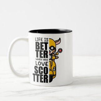 Scooter Riding Goat Tee Two-Tone Coffee Mug