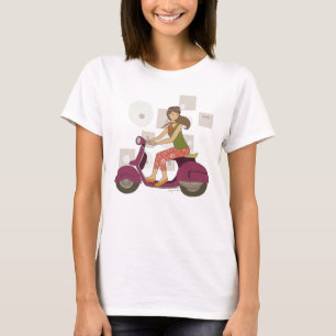 Scooter Sister Cute Girl on A Purple Motorbike T-Shirt
