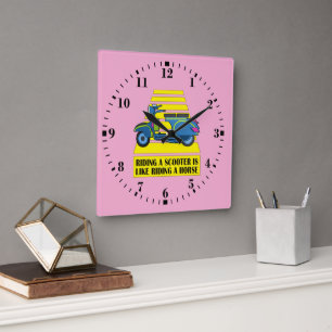 Scooter Square Wall Clock