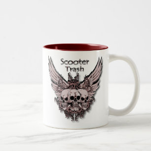 Scooter Trash flying skulls Two-Tone Coffee Mug