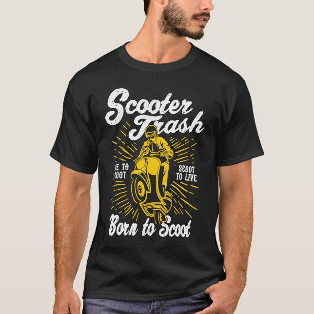 Scooter Trash Retro Distressed Style Scooter Humor T-Shirt (Front)