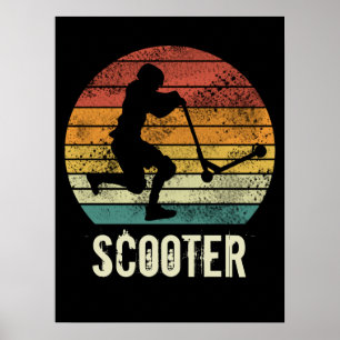 Scooter vintage sunset retro E-Scooter Poster