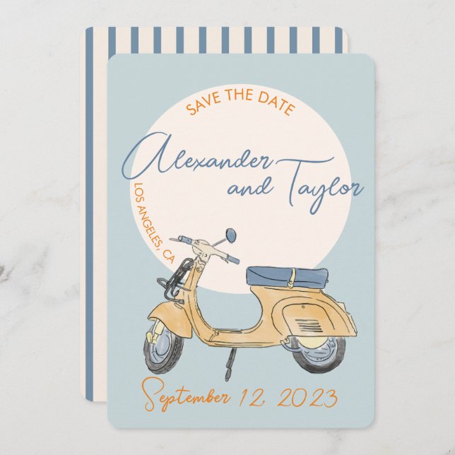 Scooter Wedding Italy Invitation (Front/Back)