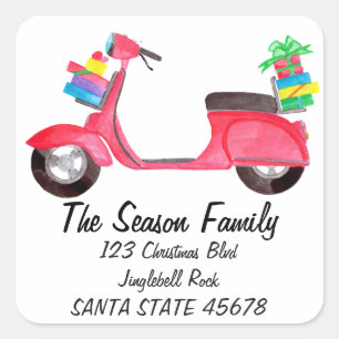 Scooter with Christmas Square Sticker