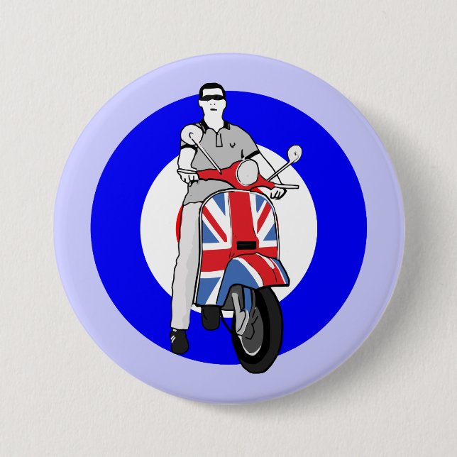 Scooterboy on uj scooter 7.5 cm round badge (Front)